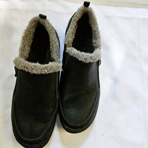jsport Black Faux Fur Lined Unisex Activewear Casual Slip-on Shoes Size10M
